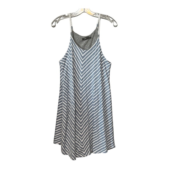 PrAna Stripe Halter Tank Dress Chambray Blue White Nautical Dress W/ Rope Straps - Picture 3 of 6